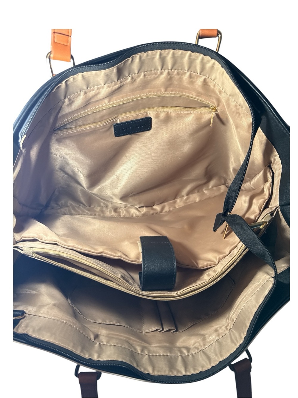 Lovevook Black & Beige Laptop bag with Brown Handles - Picture 6 of 13